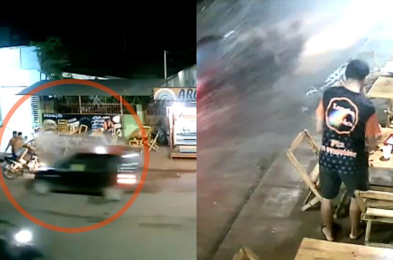 Jovens param moto para pedir lanche e são atropelados por motorista 'loucão' em Itacoatiara; veja vídeo