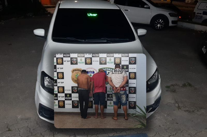 Trio "Vida Loka" aluga carro de aplicativo para cometer assaltos em Manaus