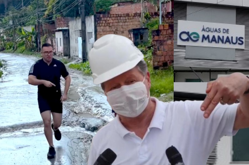 Aprendiz de Arthur, Rodrigo Guedes corre por buracos deixados pela Águas de Manaus e tenta por culpa na prefeitura