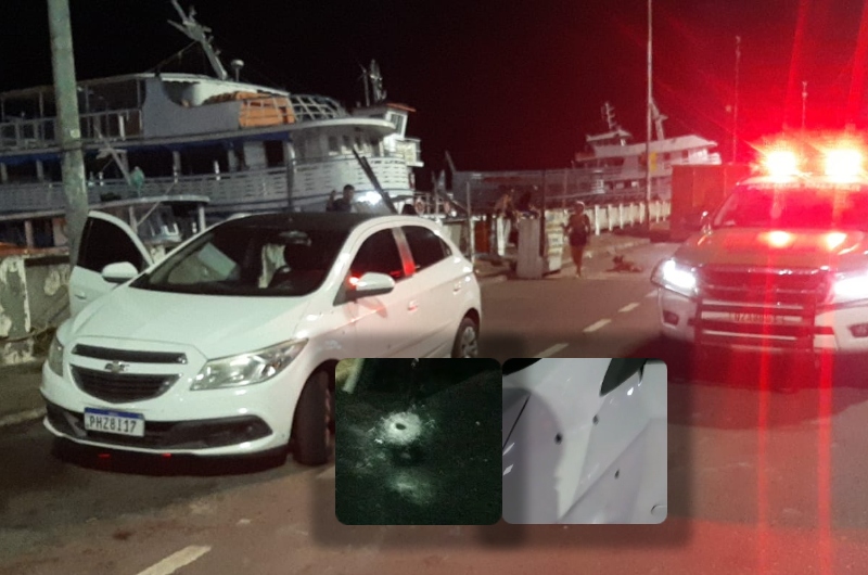 Bandidos tem carro metralhado por outra facção no Centro de Manaus; veja vídeo