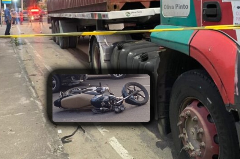 Marido vê mulher sendo esmagada por carreta na avenida das Flores