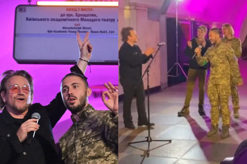 U2 faz show surpresa em estação de metrô na Ucrânia e pede fim da guerra; veja vídeo
