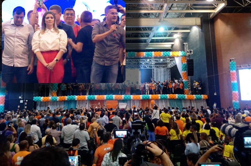 Multidão acompanha David Almeida e Wilson Lima durante lançamento de pré-candidatos do Avante