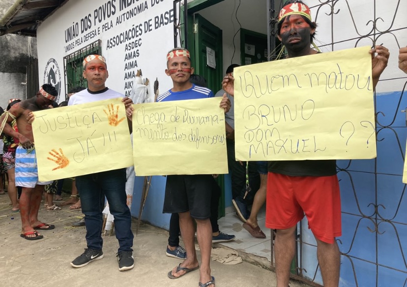 Justiça: indígenas protestam pela morte do indigenista Bruno Araújo e jornalista Dom Philips no Amazonas
