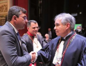 Governador Wilson Lima homenageia novo presidente do TJAM Flávio Pascarelli durante cerimônia de posse