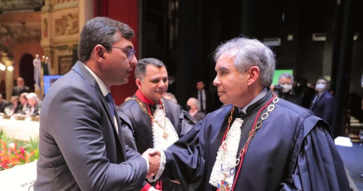 Governador Wilson Lima homenageia novo presidente do TJAM Flávio Pascarelli durante cerimônia de posse