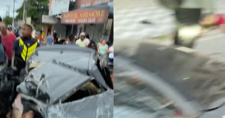 Acidente de trânsito fatal faz homem ter braço arrancado e carro partir ao meio; veja vídeo