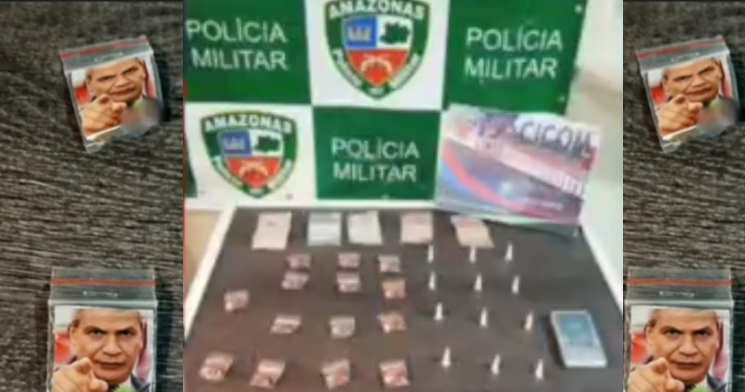 Bandido “fuleiro” vende drogas embaladas em pacotes com fotos de Sikera Jr e apresentador se indigna