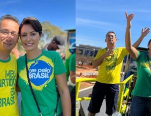 Primeira-Dama Michelle Bolsonaro participa de Marcha para Jesus com o irmão Eduardo Torres em Brasília