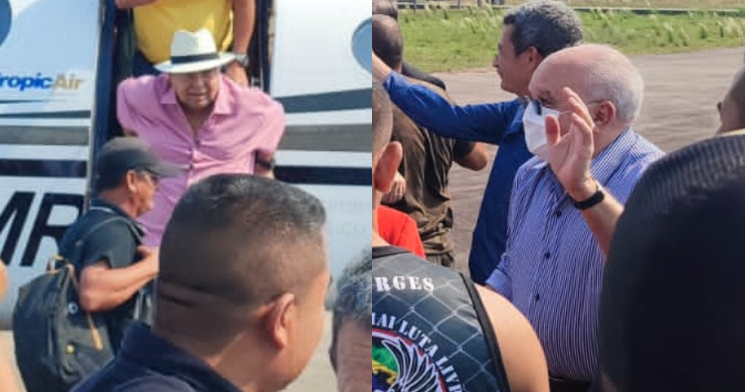 ‘Passando vergonha’: Amazonino leva ex-presidiário José Melo em jatinho para o interior e são recebidos por “gatos pingados”