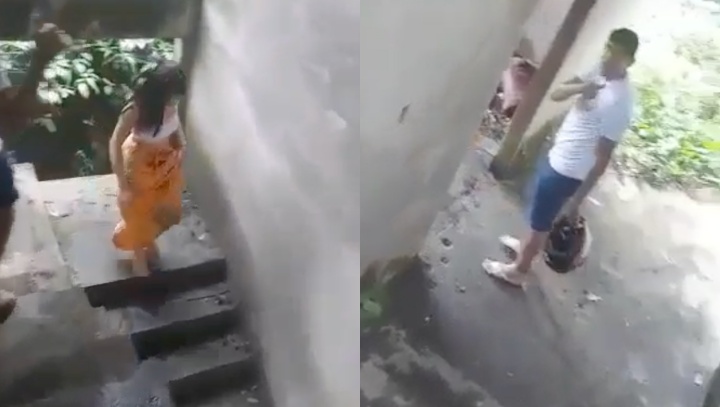 Novinha fica com ódio ao ser flagrada invadindo obra para fazer aventura com namorado; veja vídeo