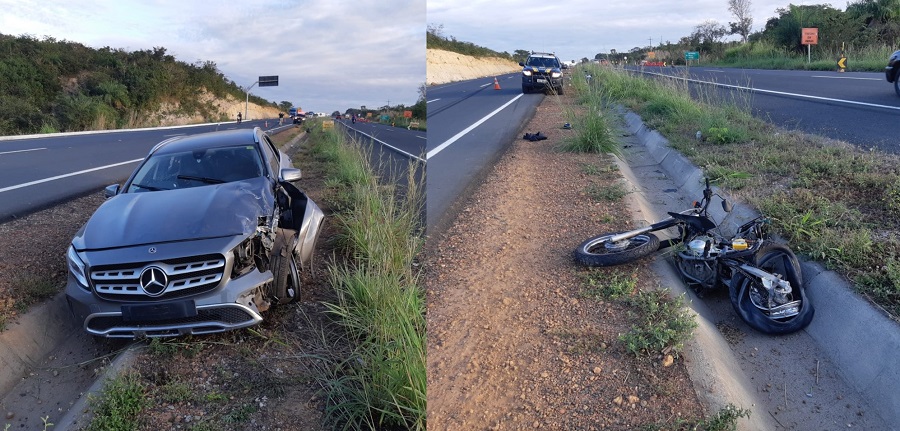 Motociclista morre após ser atingido por carro de luxo; cenas fortes