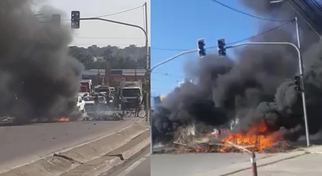 Invasores fecham av. Torquato Tapajós em protesto contra desocupação administrativa; veja vídeos