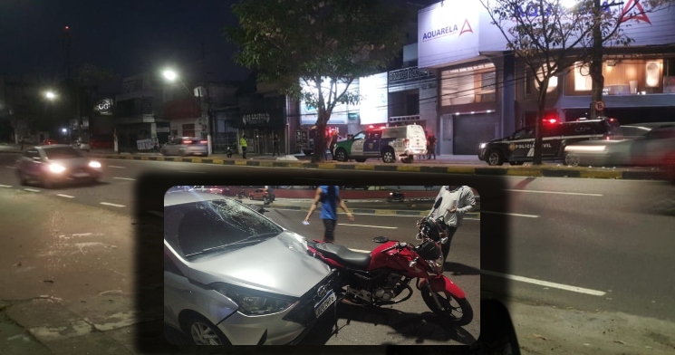 Motociclista é arremessado em avenida de Manaus após batida contra carro; veja