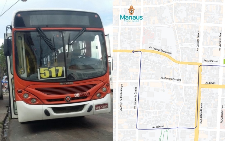 Trajeto da linha de ônibus 517 é alterado em Manaus; confira o novo percurso
