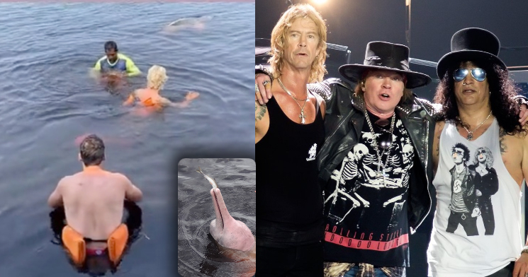 Baixista do Guns N’ Roses, Duff McKagan nada com os botos-cor-de-rosa no Amazonas; veja vídeo