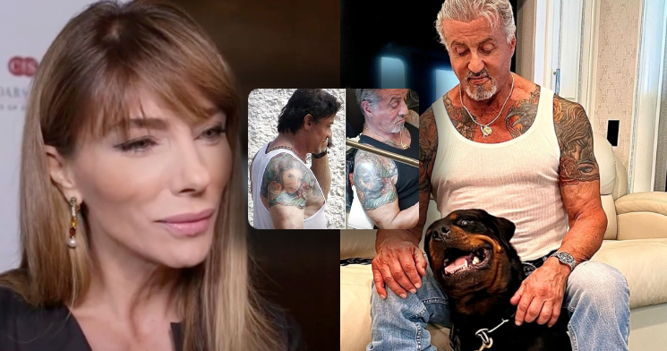 Trocada pelo cachorro: após divórcio, Stallone cobre tatuagem do rosto da mulher com cão que motivou briga
