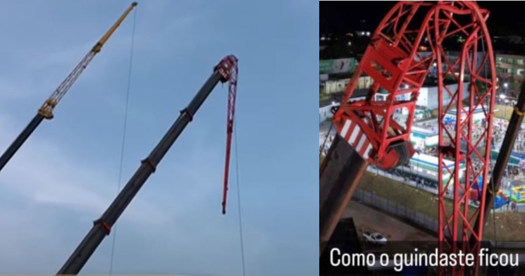 “Sabotagem?”: guindaste que entortou e fez alegoria cair com cirandeiros no Festival de Manacapuru vai passar por perícia
