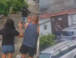 Revoltante: casal é assaltado na porta de casa e bandido lava carro; veja vídeo