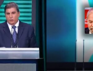 'Fugiu do debate': mediador Carlos Nascimento mostra lugar de Lula vazio; veja vídeo