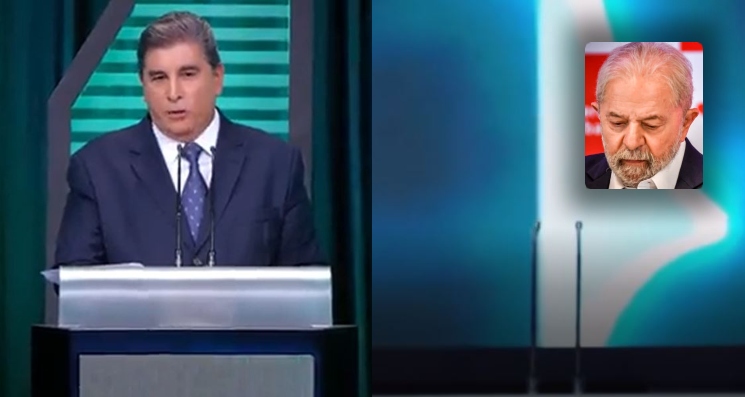 ‘Fugiu do debate’: mediador Carlos Nascimento mostra lugar de Lula vazio; veja vídeo