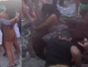 Durante festa, amigas afundam chão após comemorarem ao som de "tem cabaré essa noite"