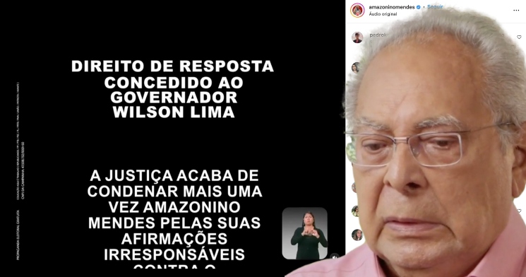 Amazonino perde novo processo e publica direito de resposta em favor de Wilson Lima nas redes sociais; veja vídeo
