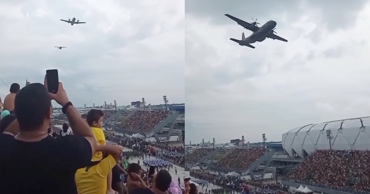Desfile Militar em Manaus é marcado por sobrevoo ‘rasante’ de aviões no Sambódromo; veja vídeo