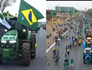 Tratores desfilam em Brasília aos gritos de ‘o Brasil é agro’; veja vídeo