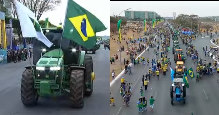 Tratores desfilam em Brasília aos gritos de ‘o Brasil é agro’; veja vídeo