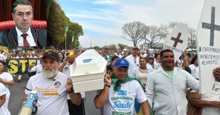 Enfermeiros protestam durante desfile em Brasília: “Barroso, a culpa é sua”; veja vídeo