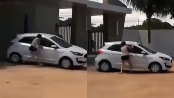 Mulher quase é atropelada pelo marido após acampar na frente do motel para flagrá-lo com ‘novinha’; veja