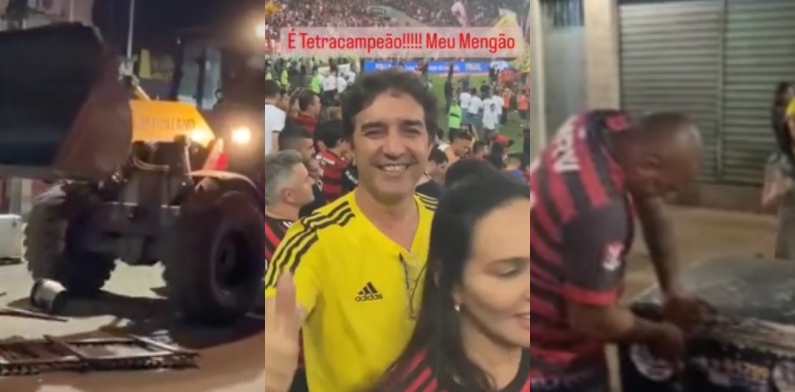 Prefeito de Itacoatiara curte final do Mengão enquanto tratores destroem bancas de feirantes; veja vídeo