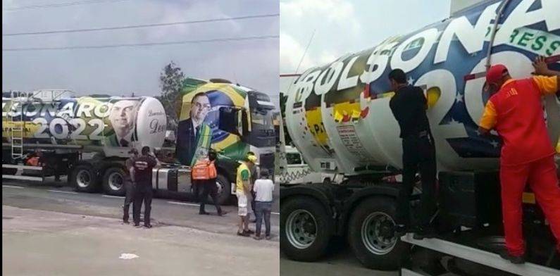Fiscais do TRE-AM arrancam adesivo de Bolsonaro de caminhão e deixam motorista indignado; veja vídeo