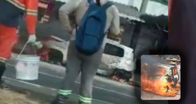 Carro fica destruído após pegar fogo no bairro da Compensa; veja vídeo
