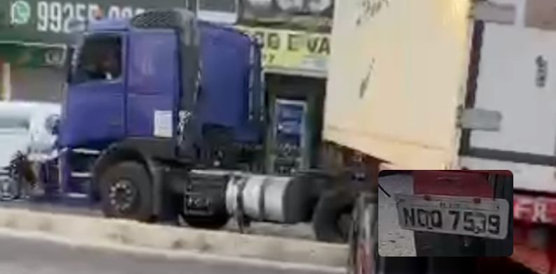 Imprudência: caminhoneiro invade canteiro e arrisca a vida de motoristas e pedestres na zona Leste; veja vídeo
