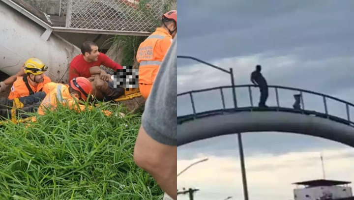 Homem pula de ponte e grita: “Exército, salve o Brasil!”; veja vídeo