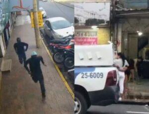Vídeo mostra momento em que bandidos tentam matar barbeiro no Centro de Manaus; veja