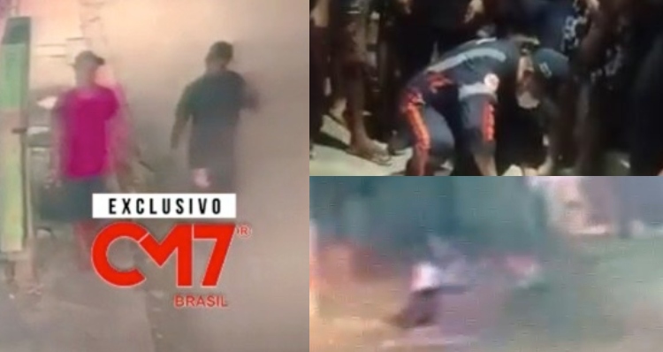 Veja momento em que dono de Material de Construção é morto por ladrões de moto no São José; vídeo