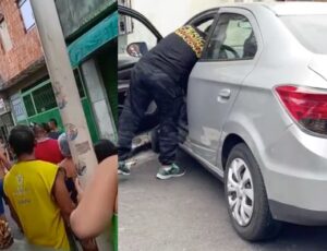 Urgente: Carro é crivado de balas e vulgo "Balinha" morre peneirado no bairro Crespo; veja vídeo