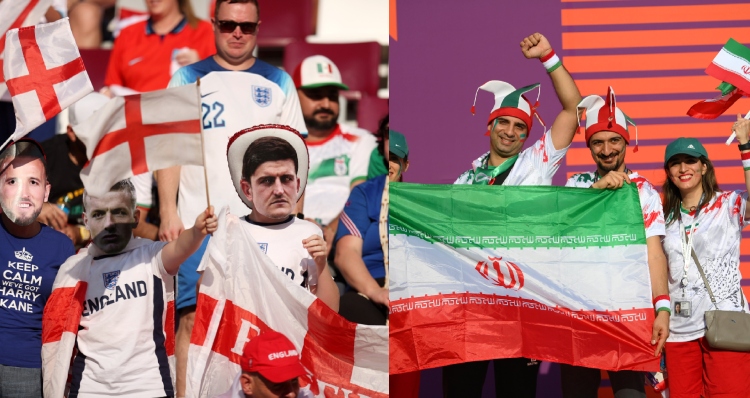 Torcidas da Inglaterra e Irã se encontram empolgadas antes do duelo no Catar