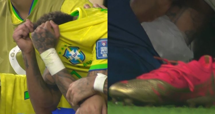 Neymar sai chorando de campo após pancada no tornozelo