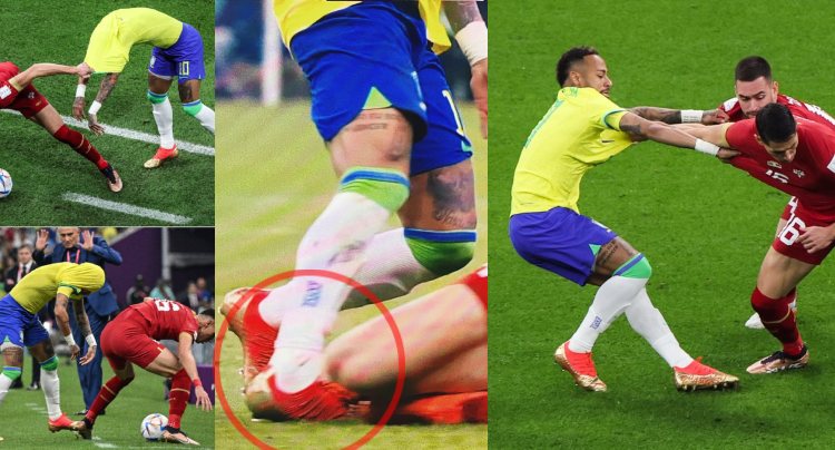 Grave! Após pressão e pancadas de jogadores da Sérvia, Neymar sai lesionado