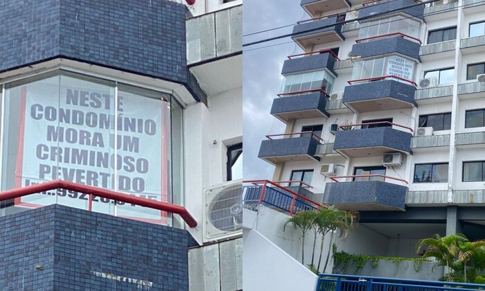 Atenção: cartaz com alerta sobre ‘pervertido’ é colocado em apartamento no Vieiralves; veja