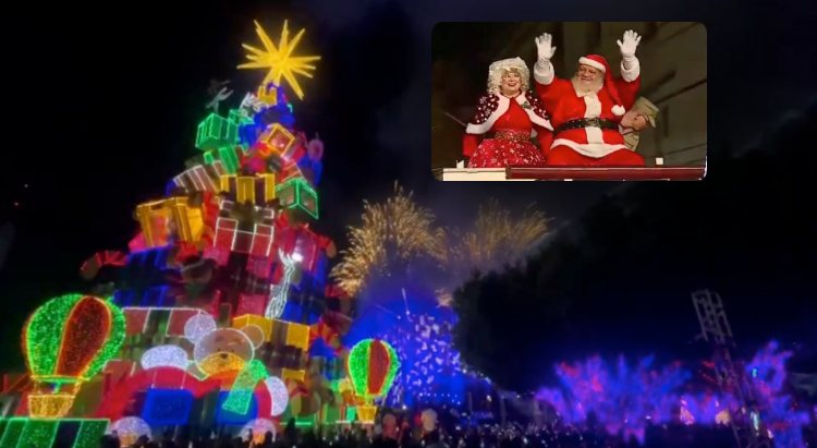 Árvore de Natal gigante, show de fogos e orquestra marcam a chegada do Papai Noel no Centro de Manaus