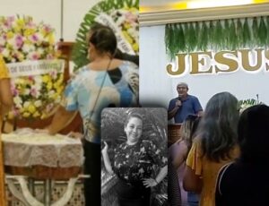 Despedida: familiares dão seu último adeus durante velório de pastora em Manaus