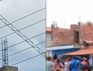 Pedreiro m0rre eletrocut4do após coluna de ferro tocar em fio de alta tensão; veja vídeo