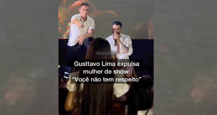 Gusttavo Lima expulsa fã que ‘tacou’ cerveja na cara dele durante show no Réveillon; veja vídeo