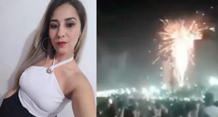 Gravação mostra momento em que fogo de artifício expl0de e m4ta mulher na praia; veja vídeo