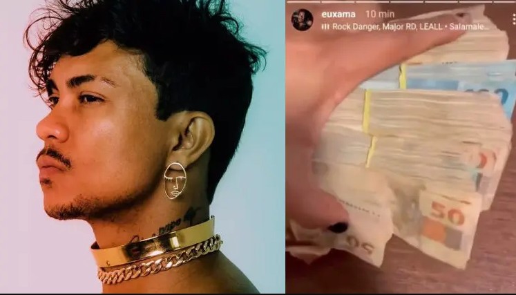 Rapper Xamã vai ostentar dinheiro e acaba mostrando o ‘bilau’ nos Stories; veja vídeo